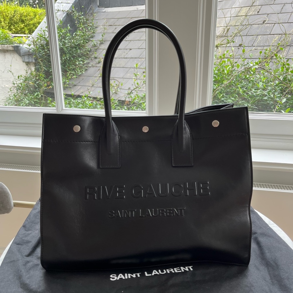 Black Rice Gauche Leather Tote (Saint Laurent)